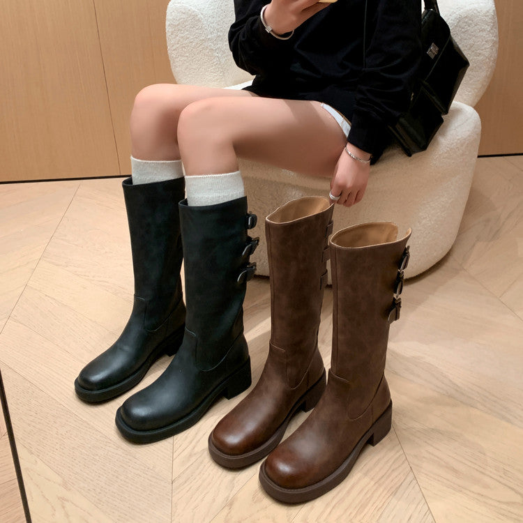 Karin Luna In Stock In Stock Thigh Circumference Belt Buckle Thick Sole Rider Boots
