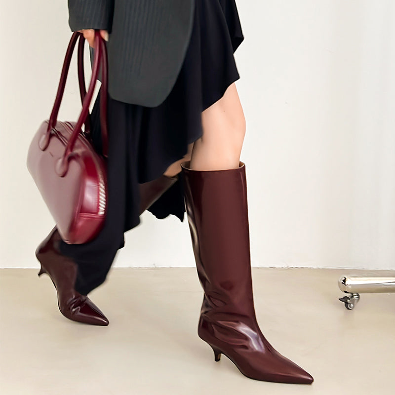 Karin Luna In Stock In Stock    Stunning Elegant Style Kitten Heel Straight Long Boots