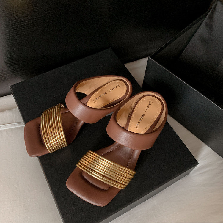 Karin Luna In Stock In Stock Minimalist Style Square-Toed Elegant Slippers