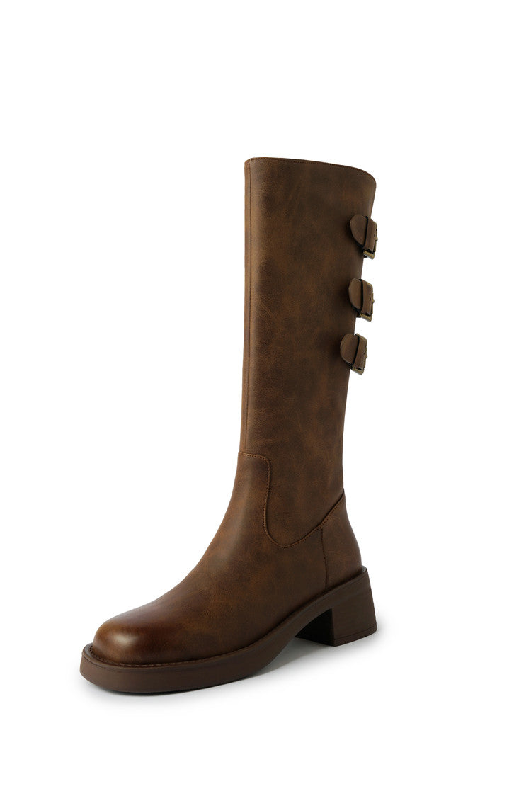 Karin Luna In Stock In Stock Thigh Circumference Belt Buckle Thick Sole Rider Boots