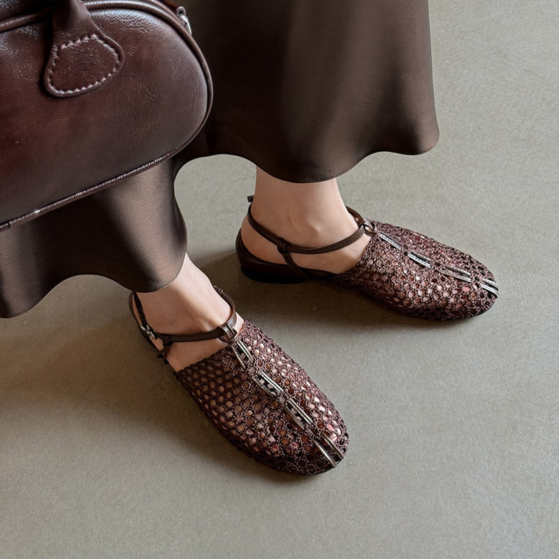 Karin Luna In Stock Spot Goods  Resort Style Series~Casual woven closed-toe flat sandals