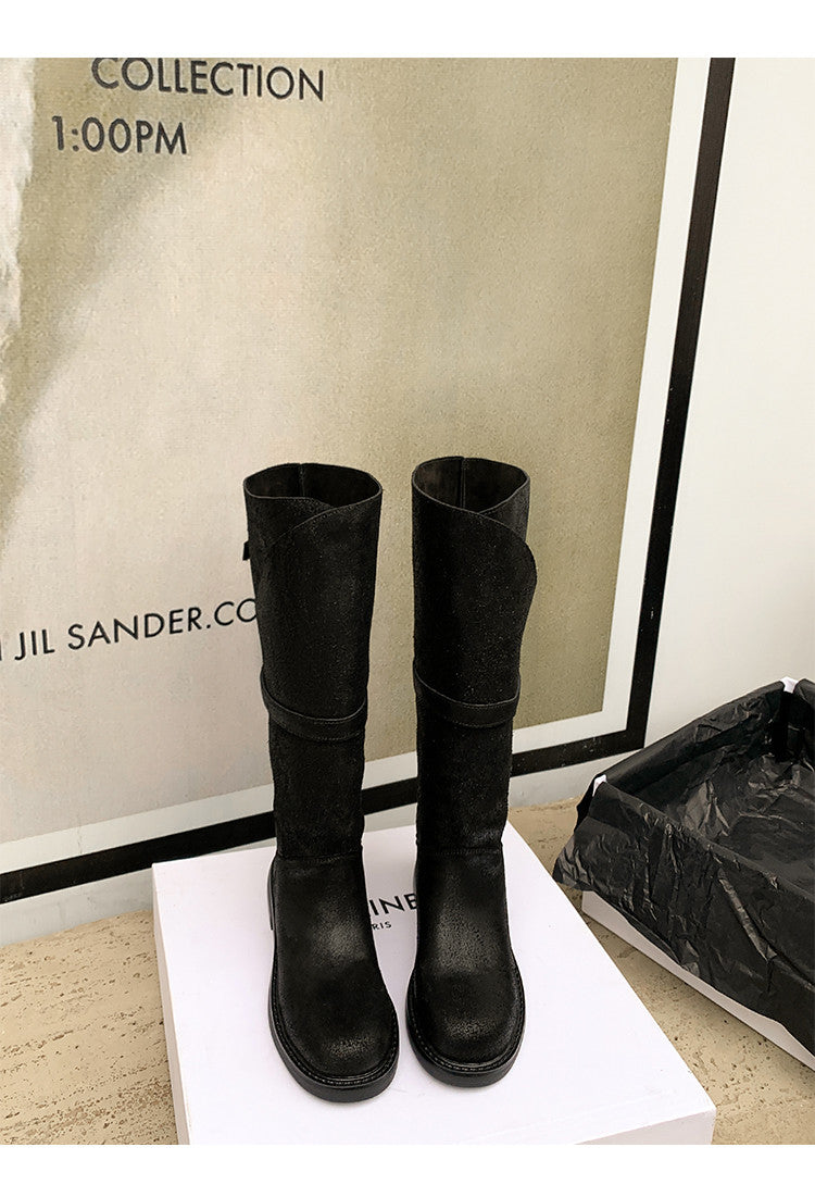 Karin Luna In Stock Spot Goods   Heavy-duty Edition Highly Consuming Material Round Toe Long Boots