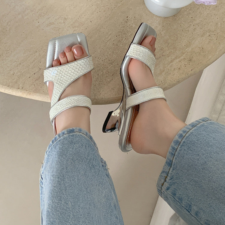 Karin Luna Fish Skin Series~Minimalist Square Toe Popular Irregular Heel Slippers
