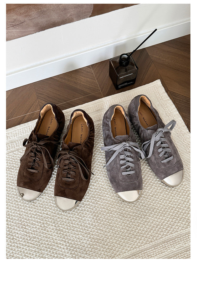 Karin Luna In Stock In Stock  High-end Metal Toe Lace-up Flats