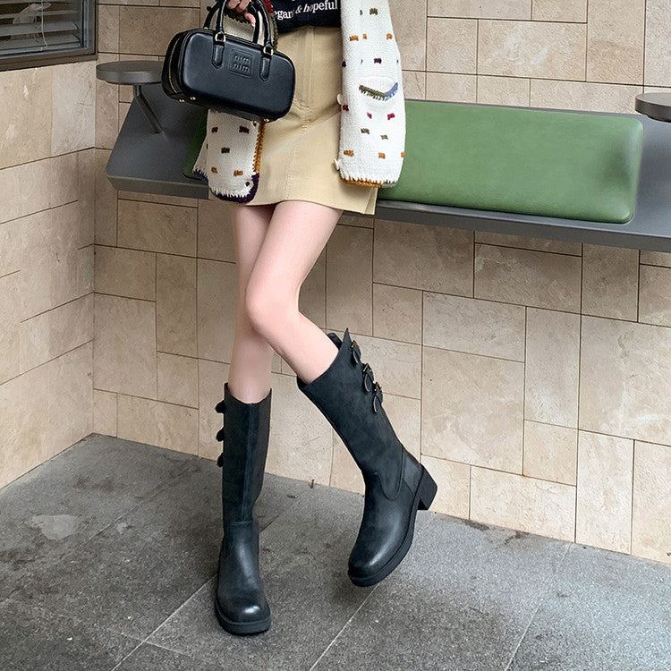 Karin Luna In Stock In Stock Thigh Circumference Belt Buckle Thick Sole Rider Boots