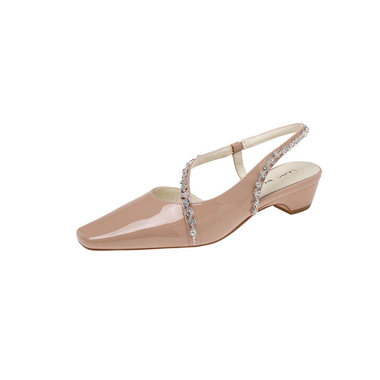 Karin Luna In Stock In Stock  Fresh Summer Vibes  Rhinestone Small Square Toe Elegant Closed-Toe Sandals