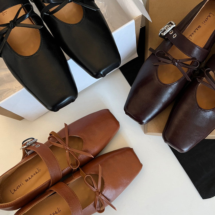 Karin Luna In Stock Spot Goods  Square Toe Internal Height Increase Detachable Bowknot
