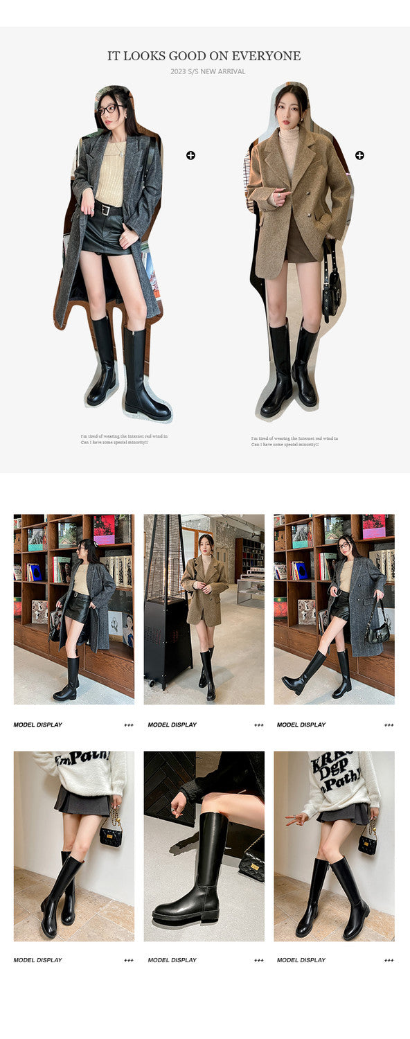 Karin Luna In Stock In-stock Basic Classic Timeless Round Toe Casual Riding Boots