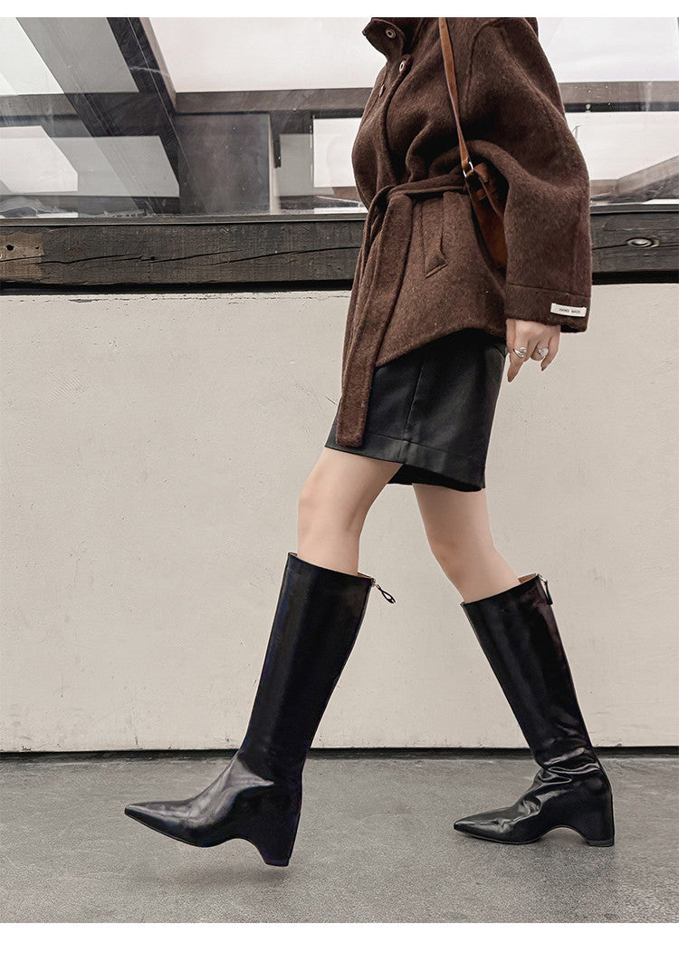 Karin Luna Elegant Style Pointed Toe Internal Height Increase Long Boots