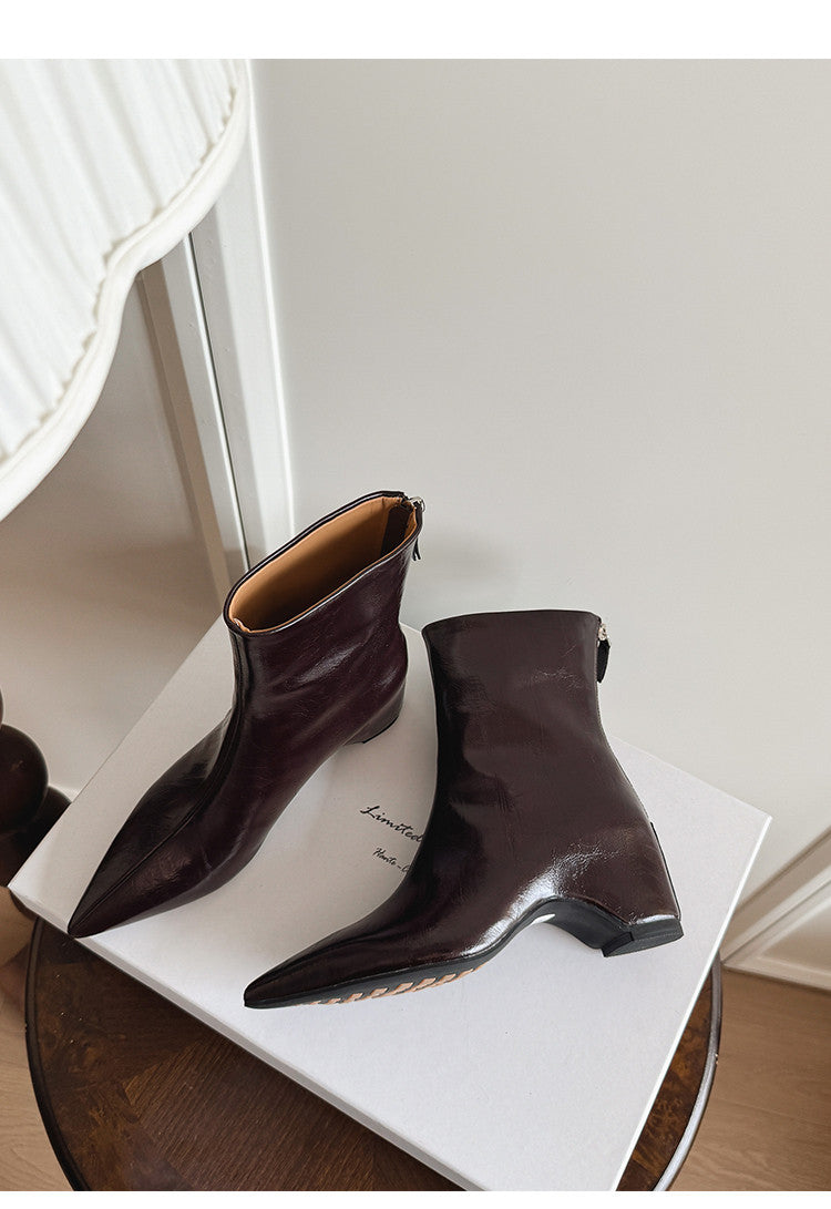 Karin Luna Versatile Elegant Style Pointed Toe Hidden Wedge Short Boots