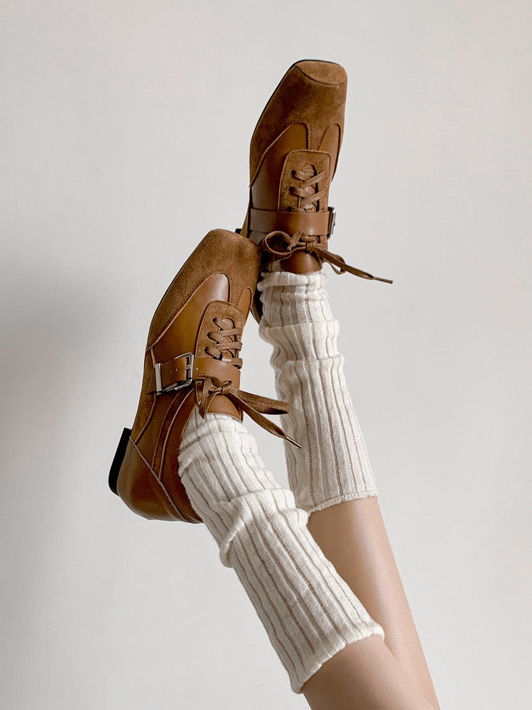 Karin Luna In Stock Spot Goods  Designed retro square-toe ballet shoes with laces