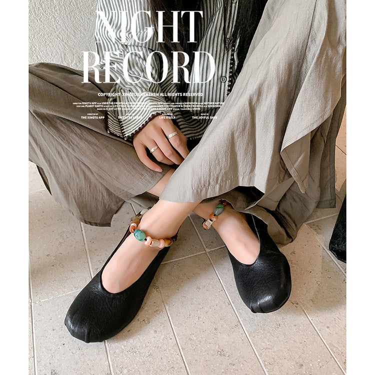 Karin Luna Full Layer Inside and Out~Elephant Pattern Round Toe Hidden Wedge Granny Shoes