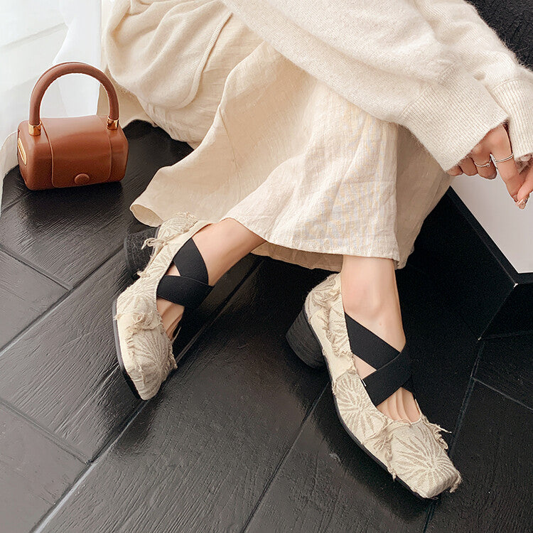 Karin Luna Chinese Pop is the Top Flow~ Orchid Pavilion Preface  New Chinese Style National Aesthetics Retro Cross Strap Mary Jane Shoes