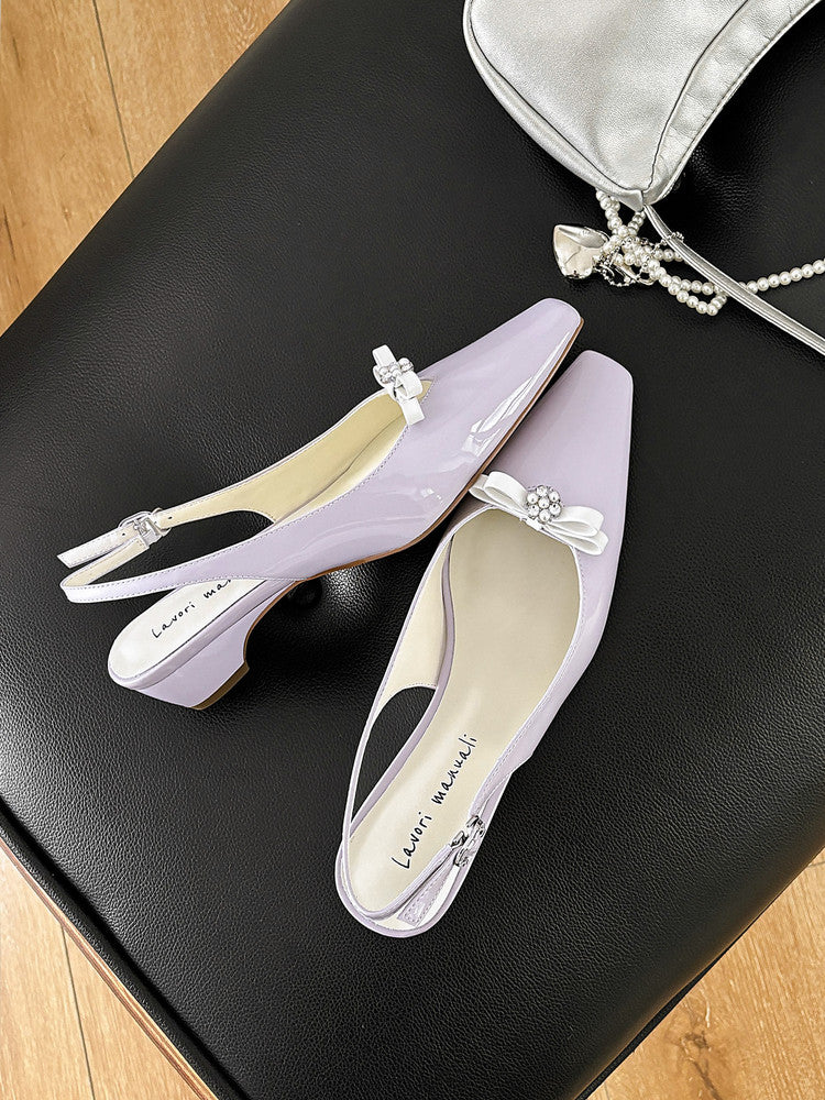 Karin Luna In Stock In Stock Sweet Bowknot Small Square Toe Chunky Heel Closed-toe Elegant Retro Sandals