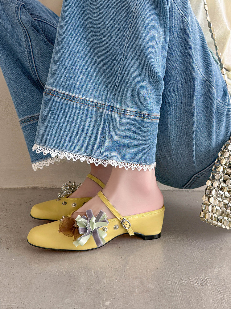 Karin Luna In Stock Spot Goods  Full-grain leather inside and out  Ultra Exquisite Round Toe Hidden Heel Closed-Toe Slippers