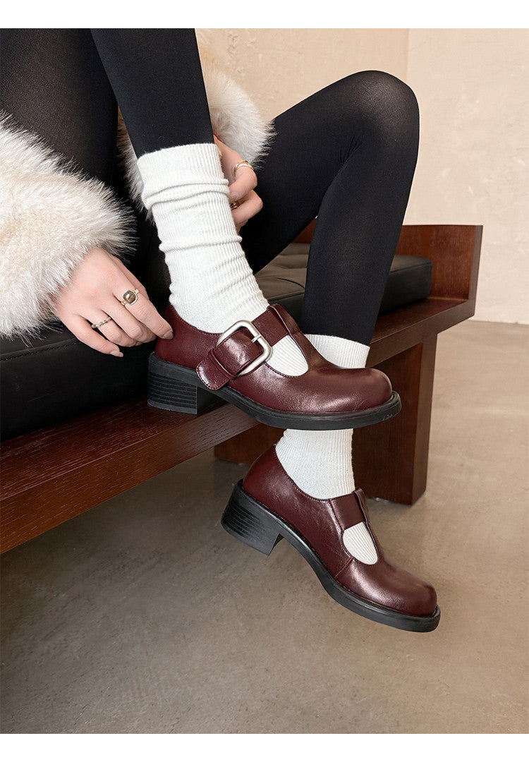 Karin Luna In Stock Spot Goods round Head t Round Toe British Style Single Shoes