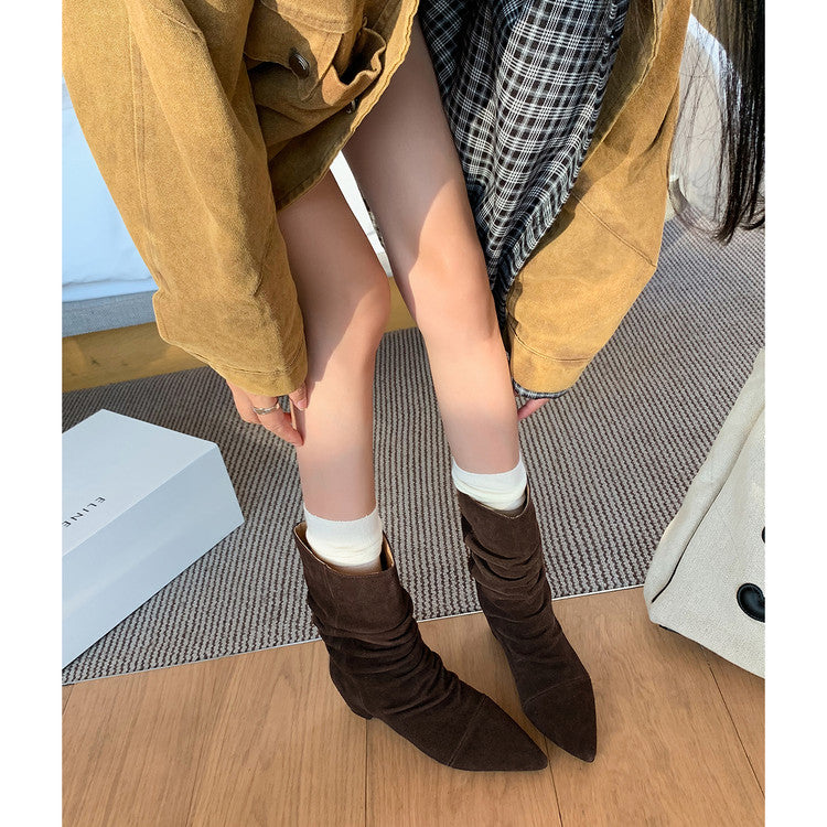 Karin Luna Data Hot Item Pointed Toe Slouchy Matte Western Ankle Boots
