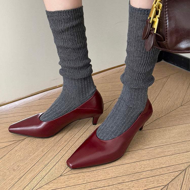 Karin Luna In Stock In Stock ~Basic Versatile French Style Small Square Toe Shallow Mouth Single Shoes