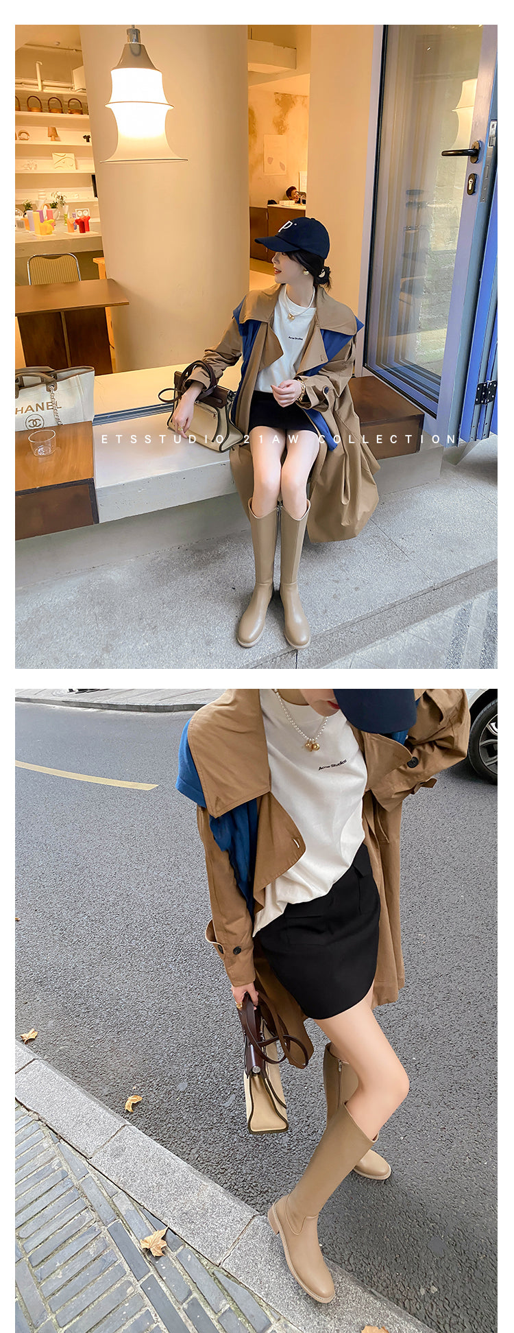 Karin Luna Internet Celebrity Photo  Best-selling in stock Full Leather Basic Long Boots  Winter Essential Combat Boots