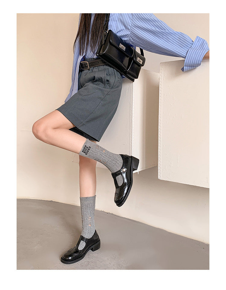 Karin Luna In Stock Spot Goods  Color Matching t Round Toe British Style Single Shoes