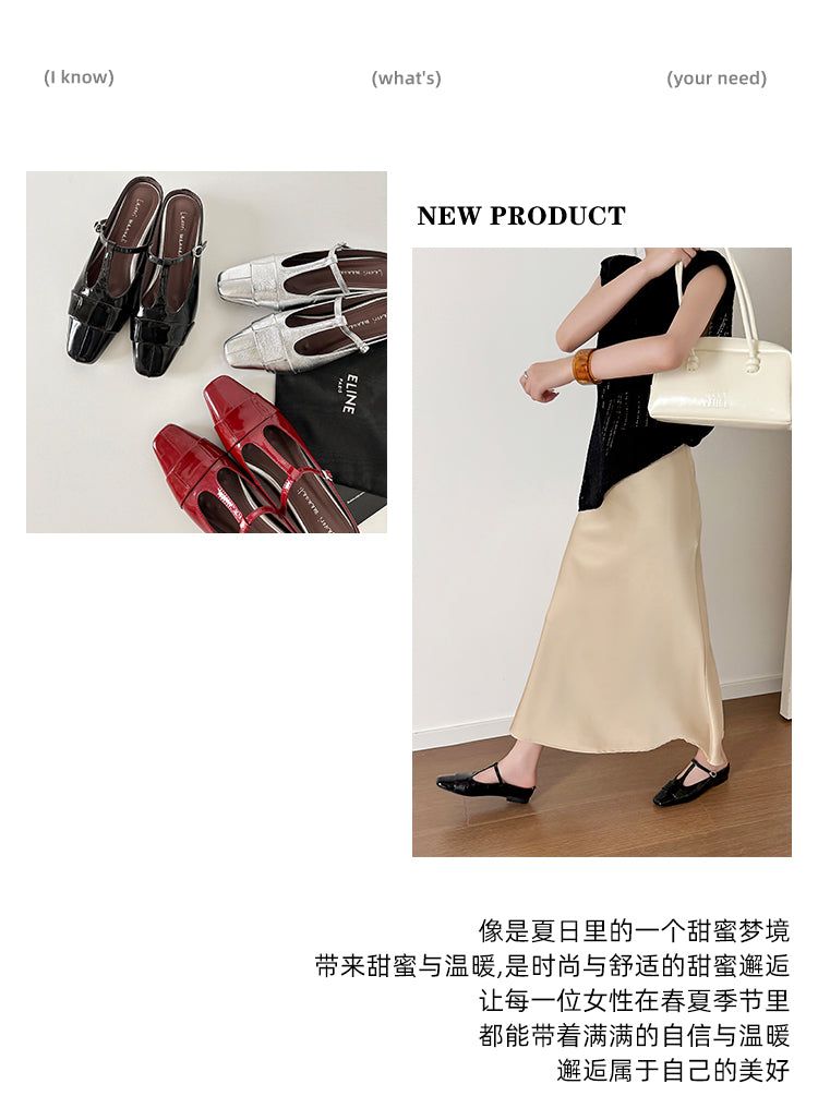 Karin Luna In Stock Spot Goods  t Square-Toed Full Leather Basic Slippers
