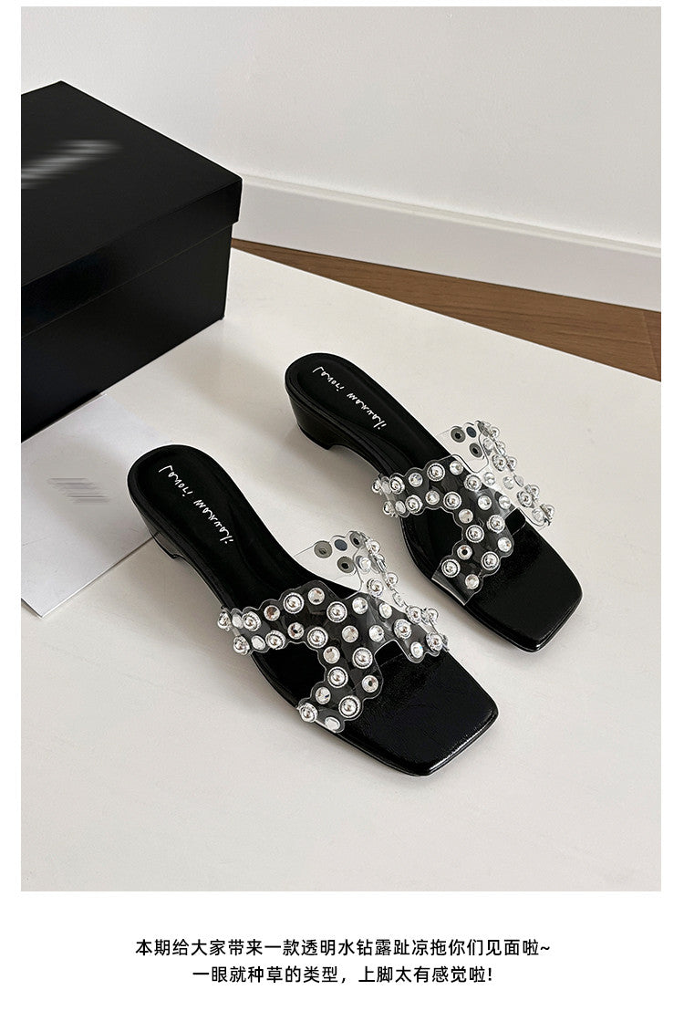 Karin Luna In Stock Spot Goods Classic versatile transparent sequin slippers