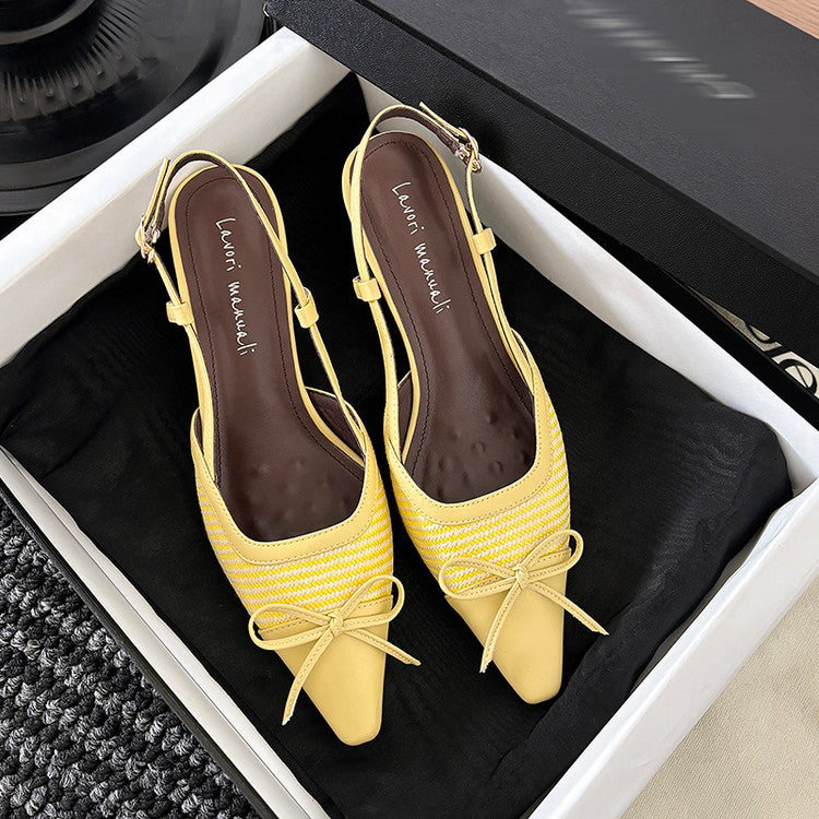 Karin Luna In Stock Spot Goods Braided Style Elegant Thin Heel Pointed Toe Closed-Toe Sandals