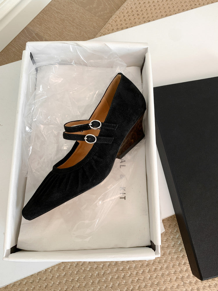 Karin Luna Full Leather Inside and Out Popular Element Amber Heel Elegant French Style Single Shoes