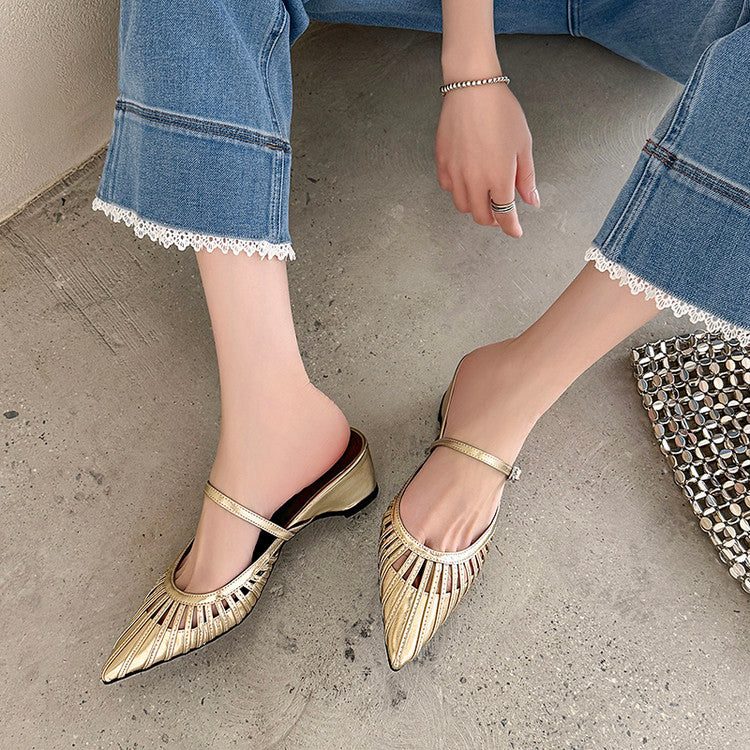 Karin Luna Casual Feel~In stock Pointed Toe Hollow Design Note Pointed Toe Slippers