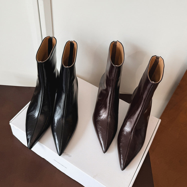 Karin Luna Versatile Elegant Style Pointed Toe Hidden Wedge Short Boots