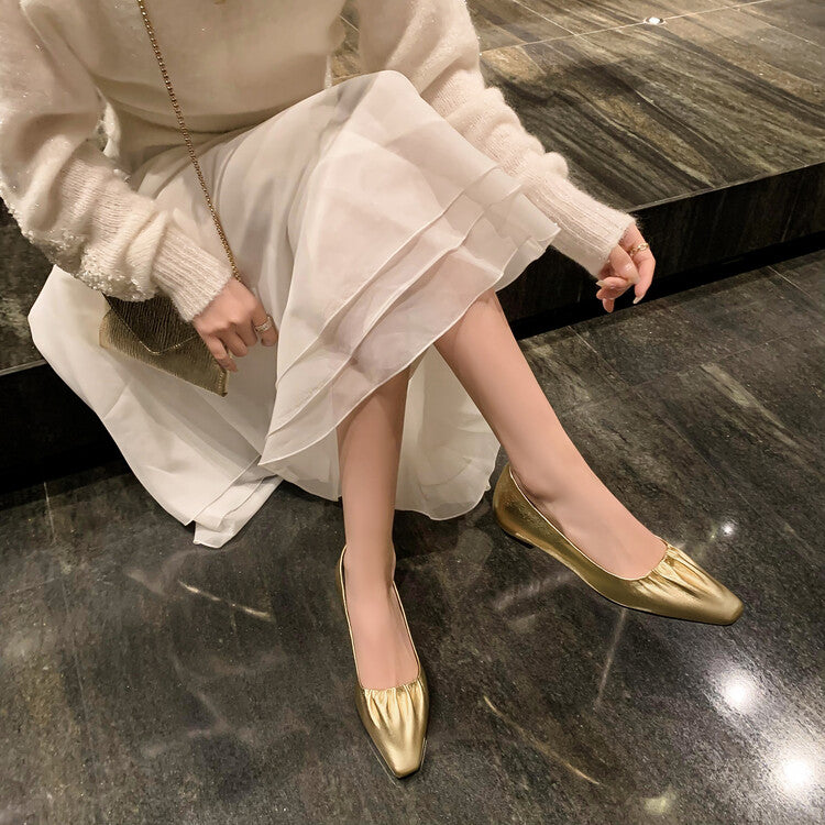 Karin Luna fell in love at first sight~ Spot Goods  Spot Goods Vintage Wrinkled Hollow Soft Sheepskin Elegant Versatile Single Shoes