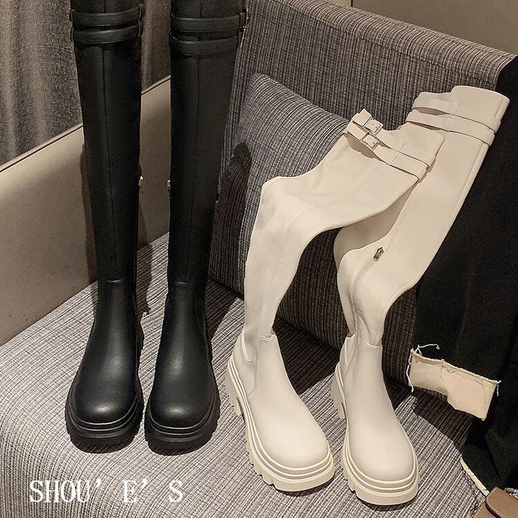 Karin Luna In Stock is the Way to Go！ Basic Thick-Soled Over-the-Knee Boots Super Soft Sheepskin Classic