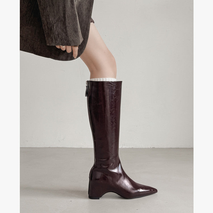 Karin Luna Elegant Style Pointed Toe Internal Height Increase Long Boots