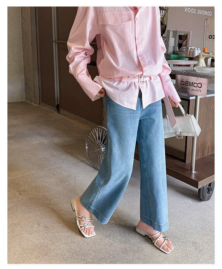 Karin Luna In Stock    Spot Goods    Square Toe One-Strap Sequin Flower Flat Slippers