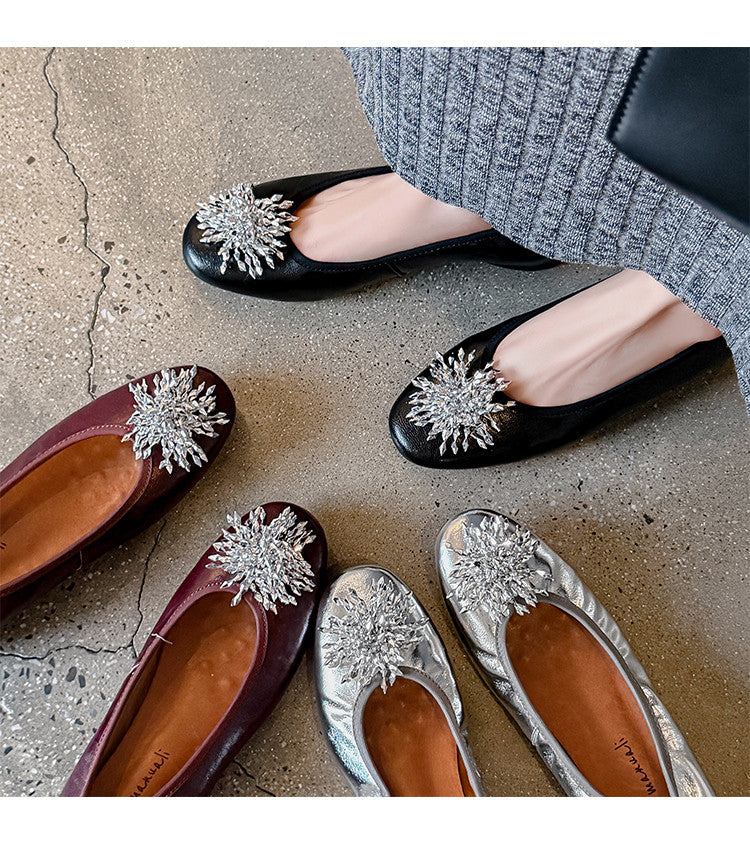 Karin Luna Full Leather Inside and Out~Gorgeous Fireworks Flat Granny Shoes