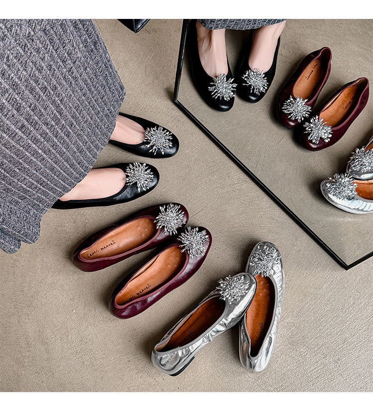 Karin Luna Full Leather Inside and Out~Gorgeous Fireworks Flat Granny Shoes