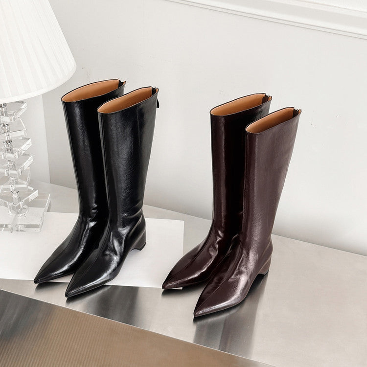 Karin Luna Elegant Style Pointed Toe Internal Height Increase Long Boots