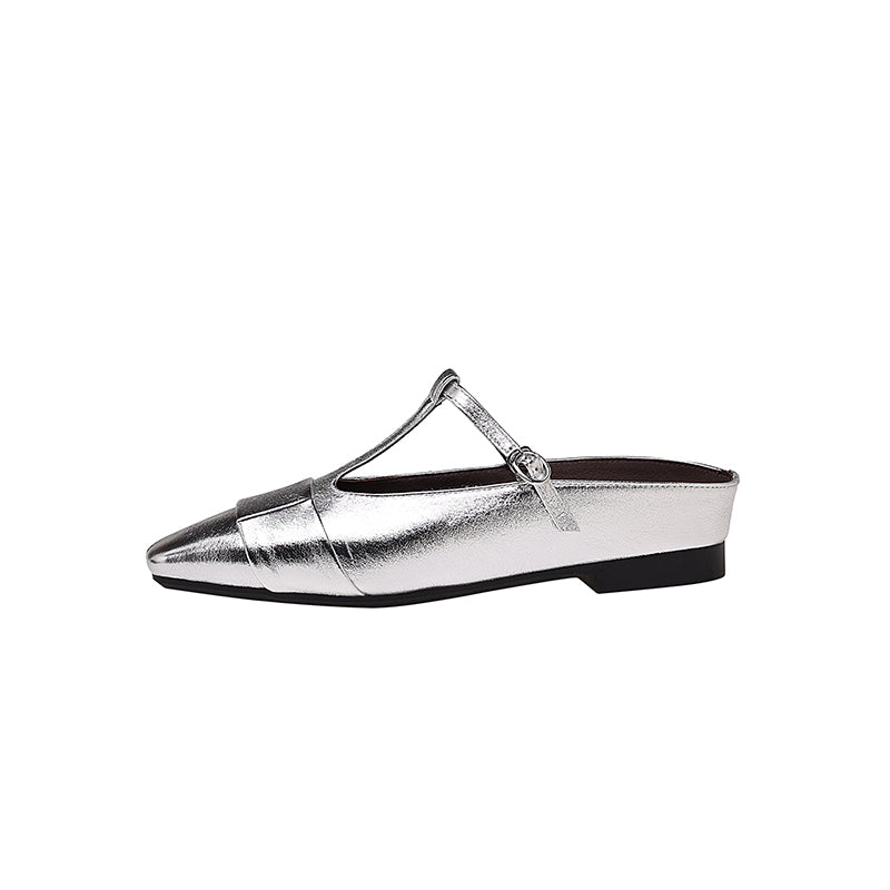 Karin Luna In Stock Spot Goods  t Square-Toed Full Leather Basic Slippers
