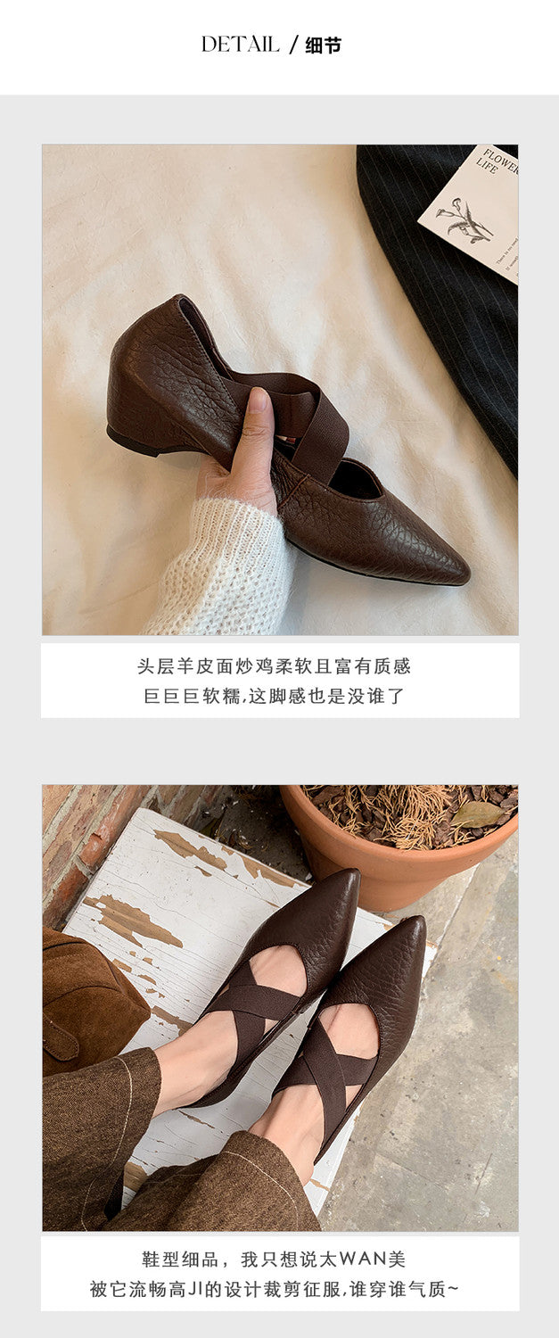 Karin Luna In Stock  Spot Goods  a Large Number of Spot Goods Pointed Toe Cross Strap Hidden Wedge Shoes