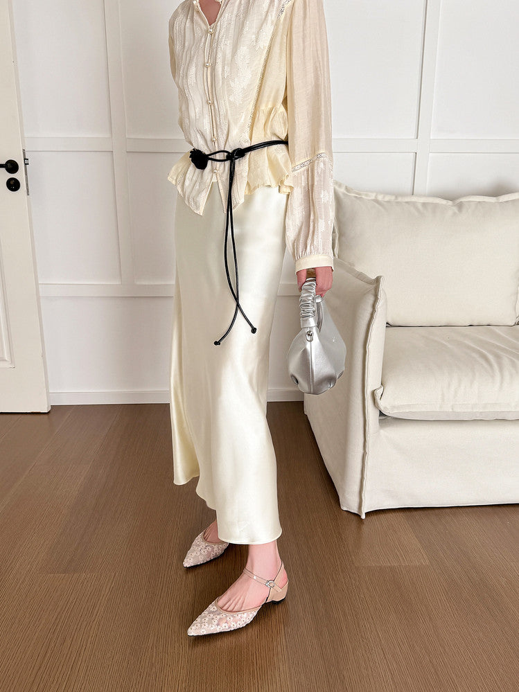 Karin Luna In Stock Spot Goods Embroidered Daisy Sheepskin Mesh Elegant Closed-Toe Slippers