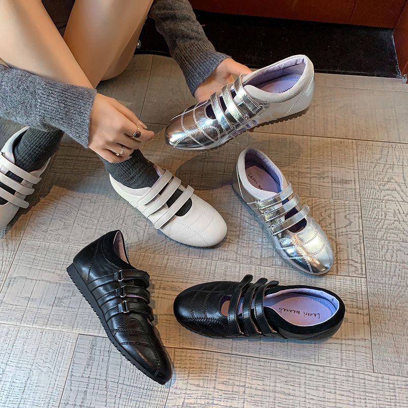 Karin Luna Casual Shoes Series~  In Stock In Stock Magic Tape Round Toe Internal Height Increase Single Strap Flats