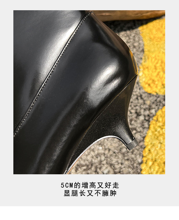 Karin Luna In Stock  Spot Goods Elegant kitten heel pointed toe trendy ankle boots