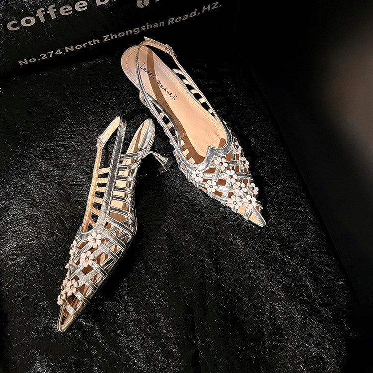 Karin Luna In Stock Spot Goods  Purely Handmade Flowers High-end Hollow Out Sandals