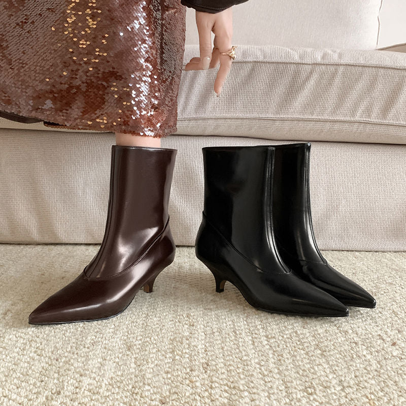Karin Luna In Stock  Spot Goods Elegant kitten heel pointed toe trendy ankle boots