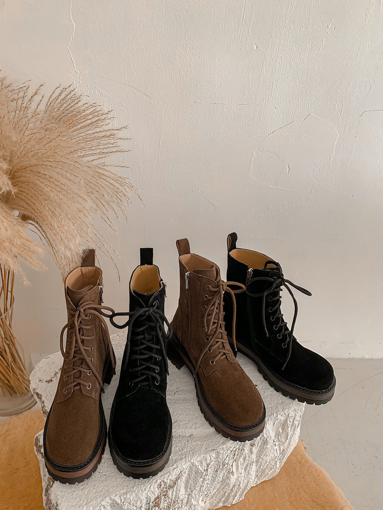 Karin Luna In Stock Casual style thin strap round toe suede ankle boots