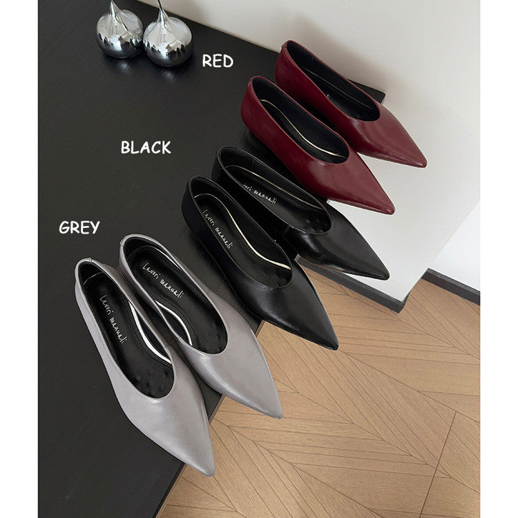 Karin Luna In Stock Spot Goods Classic three-color pointed toe metal heel shoes