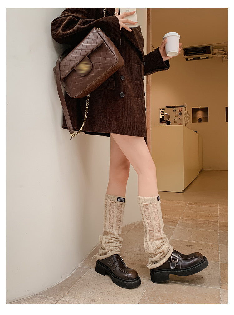 Karin Luna In Stock Spot Goods Metal Round Toe Cow Leather Thick Sole Flats