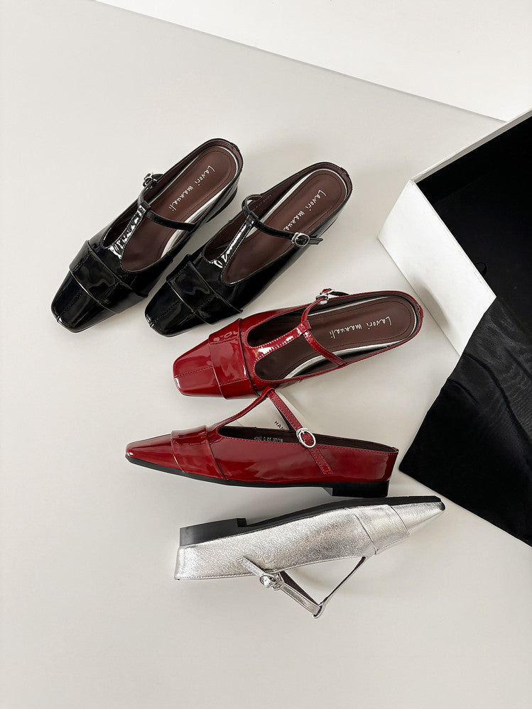 Karin Luna In Stock Spot Goods  t Square-Toed Full Leather Basic Slippers