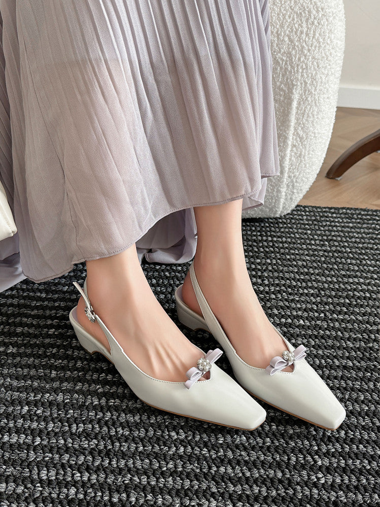 Karin Luna In Stock In Stock Sweet Bowknot Small Square Toe Chunky Heel Closed-toe Elegant Retro Sandals
