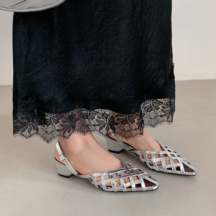 Karin Luna Braided Style ~Cross-woven Pointed Toe Closed-toe Sandals